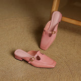 Zaira — Square-Toe T-Strap Mules