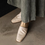 Fabienne — Smooth Square-Toe Wedge Mules