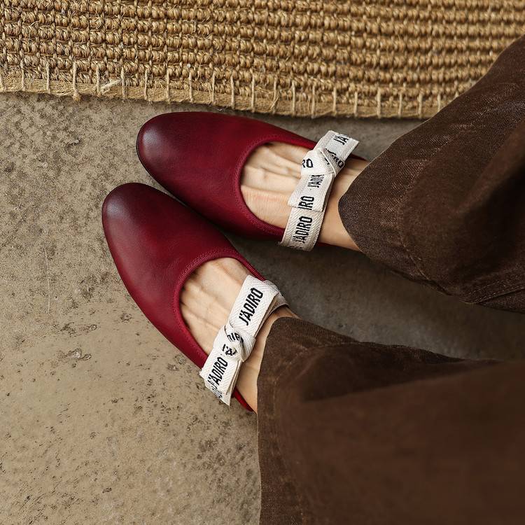 Tiziana — Ribbon-Bow Flat Mules