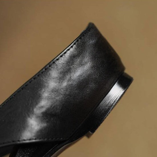 Natalia — Cross-Strap Flat Mules