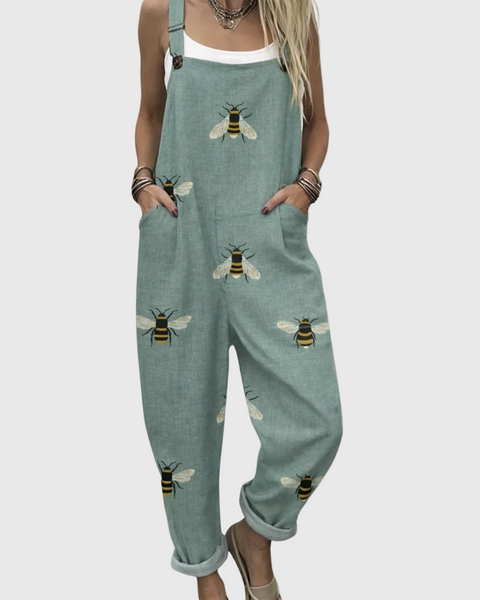 Xanthe — Sage Bee Print Overalls