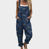 Leanna — Navy Bee Print Overalls
