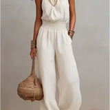 Dietlinde — Halter-Neck Wide-Leg Jumpsuit with Shirred Waist