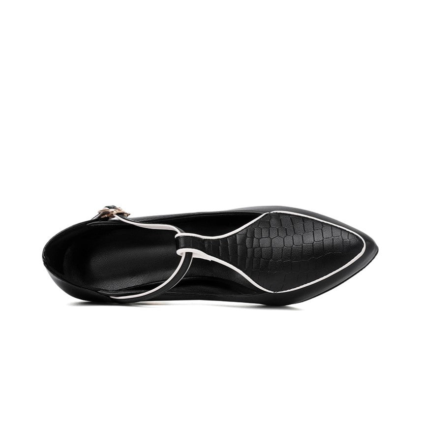 Kaori — T-Bar Platform Court Shoes with Jewel Charm and Crystal Heel