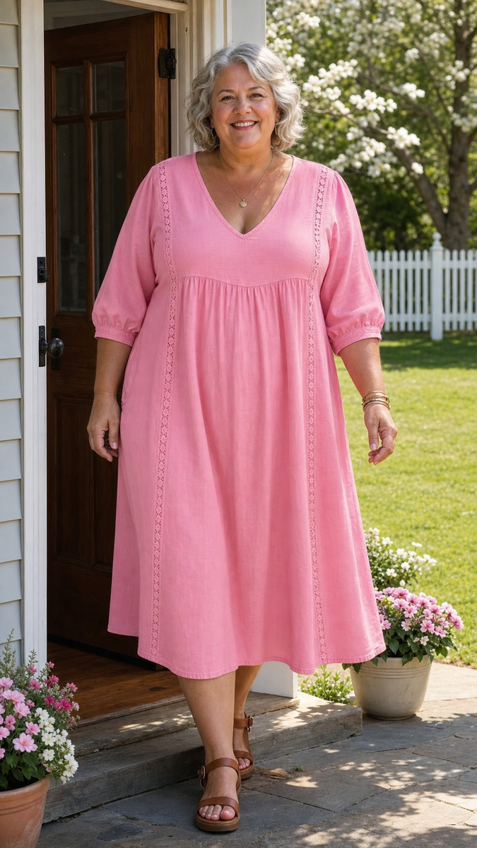 Dionne — Embroidered-Look A-Line Midi Dress