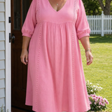 Dionne — Embroidered-Look A-Line Midi Dress