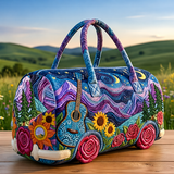 Anarosa — Starry Night Guitar and Sunflower Quilted Weekend Bag