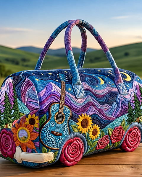 Anarosa — Starry Night Guitar and Sunflower Quilted Weekend Bag