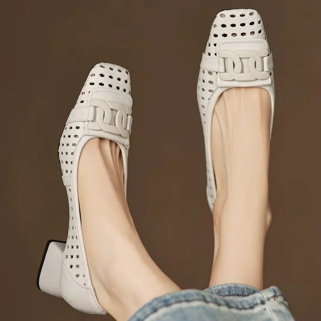 Fidelia — Cut-Out Square-Toe Flats