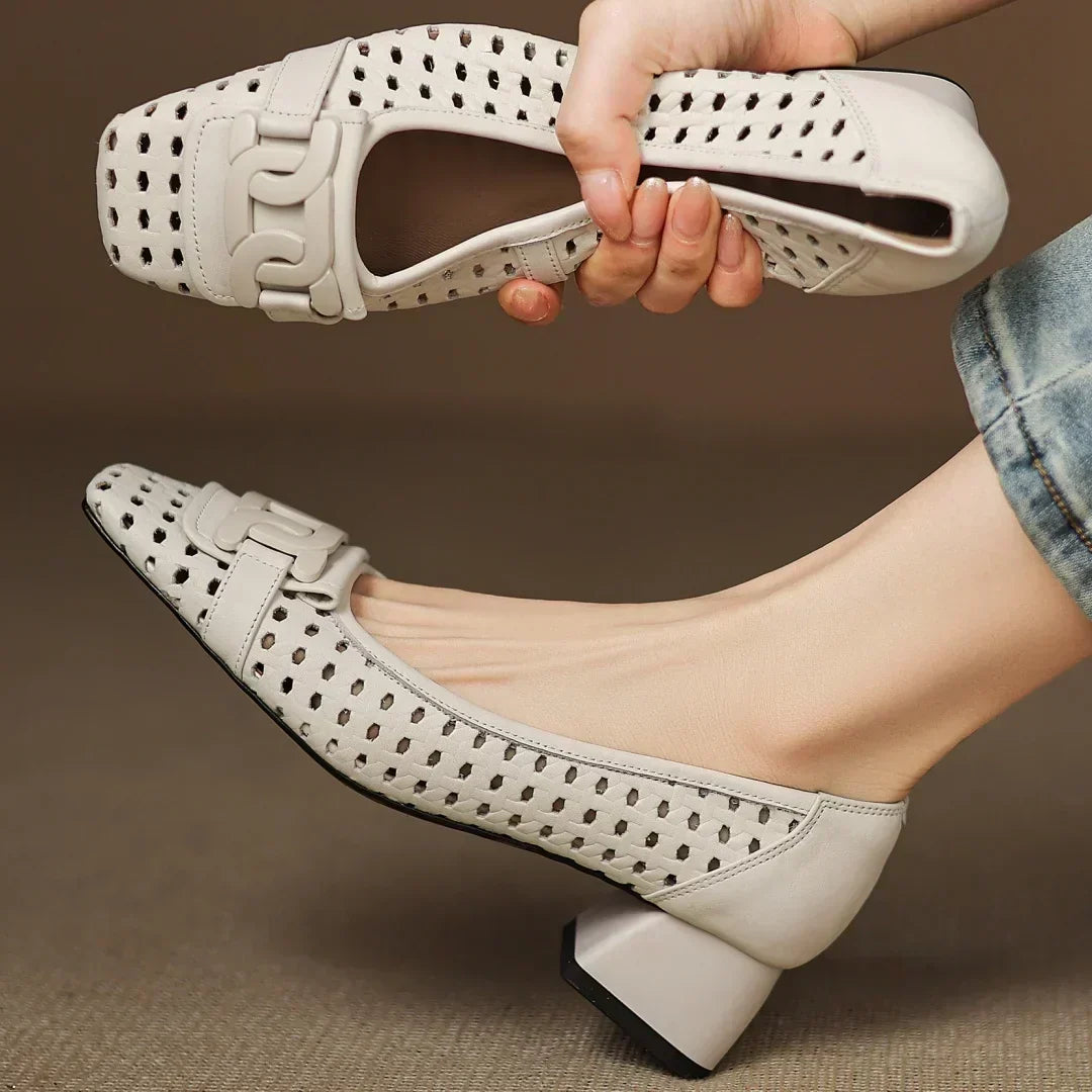 Fidelia — Cut-Out Square-Toe Flats