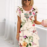 Elia — Cream Floral Tiered Ruffle Dress