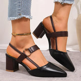 Tahira — Pointed Block-Heel Slingbacks with Ring-Buckle Strap