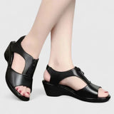 Temperance — Open-Toe Comfort Sandals with Cut-Out Sides and Low Heel