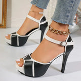 Tierney — Colour-Block Platform Stiletto Sandals with Ankle Strap
