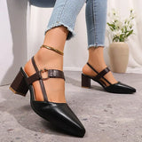 Tahira — Pointed Block-Heel Slingbacks with Ring-Buckle Strap