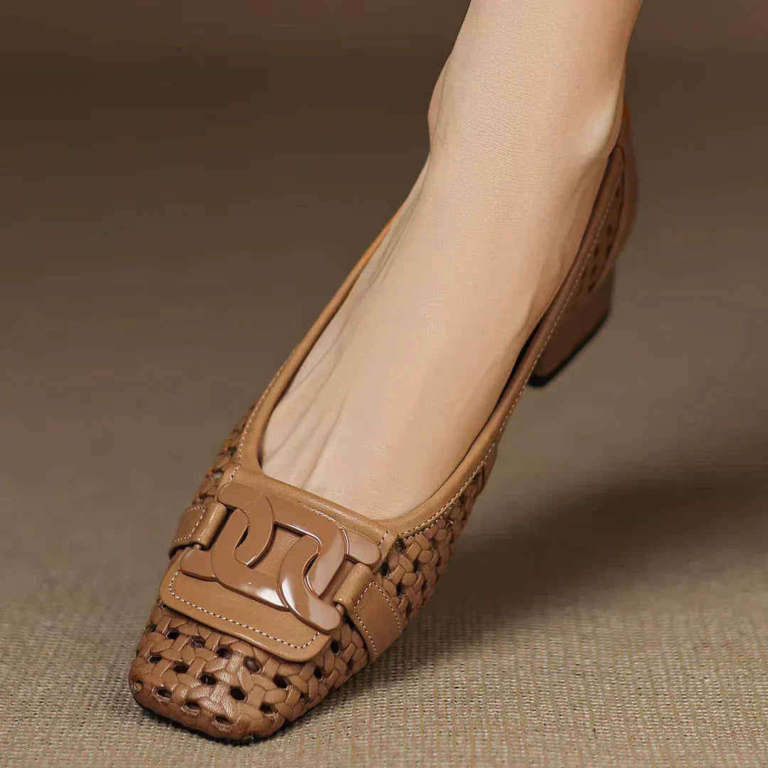 Fidelia — Cut-Out Square-Toe Flats