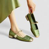 Akiko — Orthopaedic Mary Jane Shoes with Gold Toe Cap and Jewelled Heel