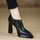 Anita Leather Heels - Black