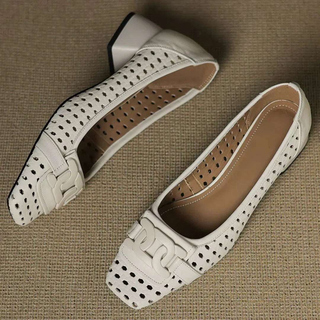 Fidelia — Cut-Out Square-Toe Flats