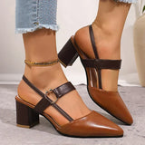 Tahira — Pointed Block-Heel Slingbacks with Ring-Buckle Strap