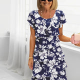 Erin — Navy Blossom Floral Tiered Ruffle Dress