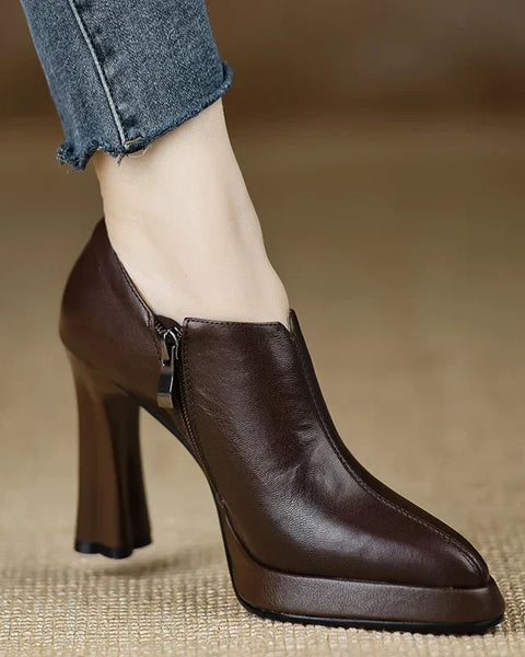 Anita Leather Heels - Brown