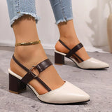 Tahira — Pointed Block-Heel Slingbacks with Ring-Buckle Strap