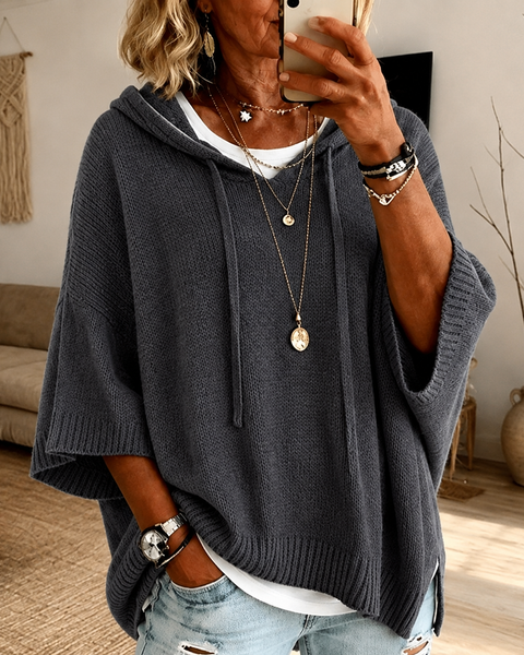 Camilla — Charcoal Poncho Sweater