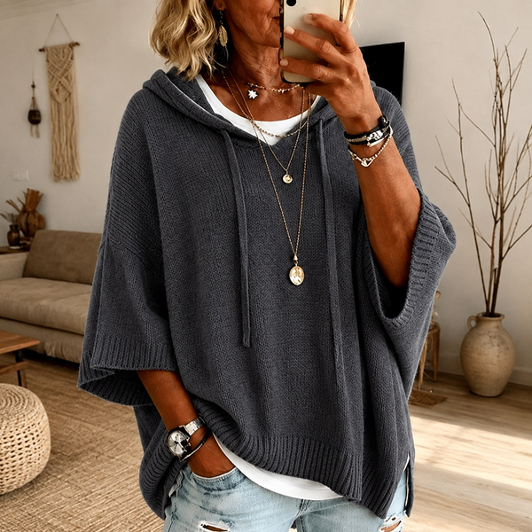 Camilla — Charcoal Poncho Sweater