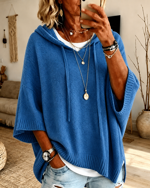 Amelie — Blue Poncho Sweater