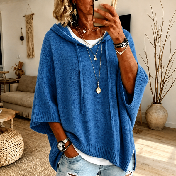 Amelie — Blue Poncho Sweater