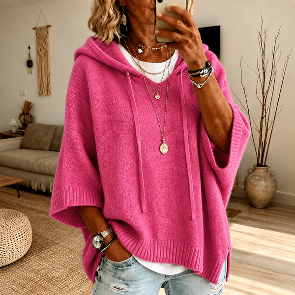 Chloe — Pink Poncho Sweater
