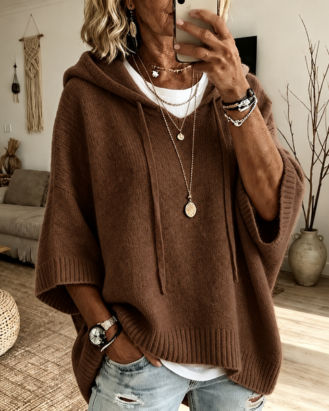 Louise — Brown Poncho Sweater