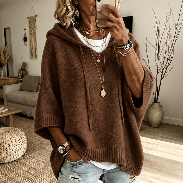Louise — Brown Poncho Sweater