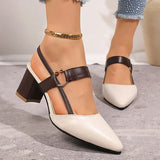Tahira — Pointed Block-Heel Slingbacks with Ring-Buckle Strap