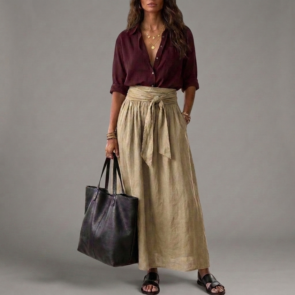 Adalgisa — Shirt and Midi Skirt Two-Piece Set