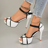Tierney — Colour-Block Platform Stiletto Sandals with Ankle Strap