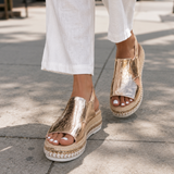 Cheryl — Metallic Platform Slingback Sandals