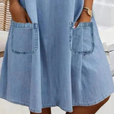 Leilani — Vestido Jeans com Bolsos e Botões — foto 3