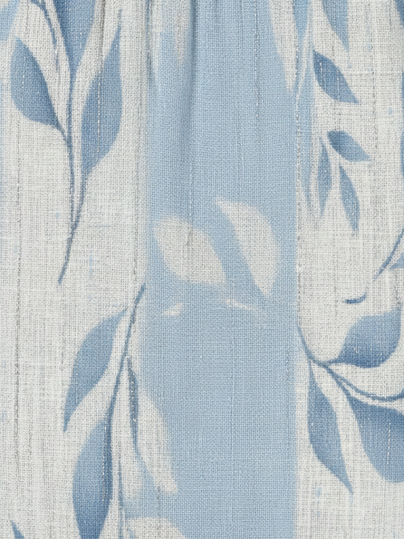 Gerhild — Blue Leaf-Print Sleeveless Midi Dress