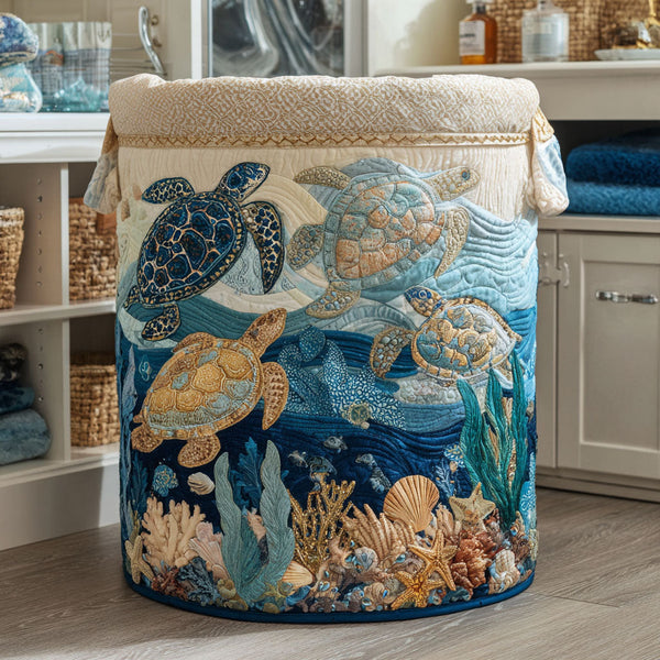 Jorja — Sea Turtle Reef Quilted Laundry Basket