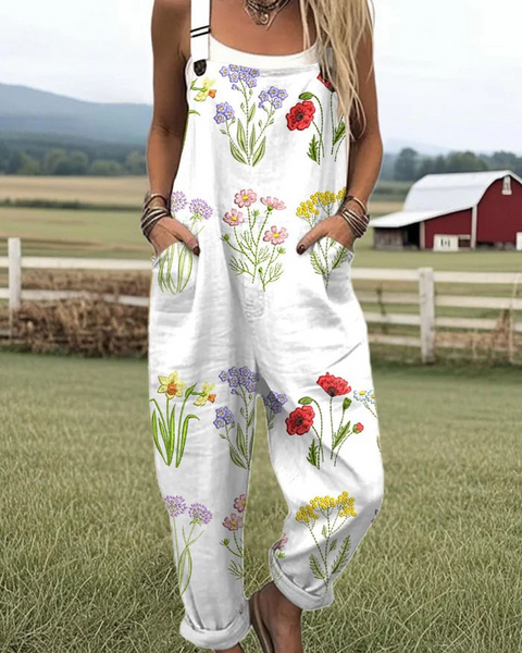 Mildred — Wildflower Sprig Print Overalls