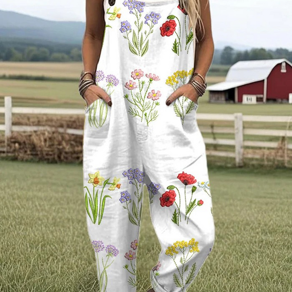 Mildred — Wildflower Sprig Print Overalls