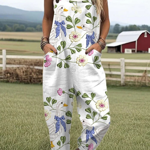 Pauletta — Goose and Wildflower Print Overalls