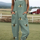 Taryn — Sage Green Honeybee Print Overalls