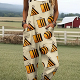 Silja — Geometric Bee and Hive Print Overalls