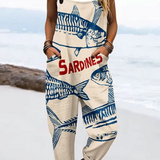 Rosella — Blue Sardine Print Overalls