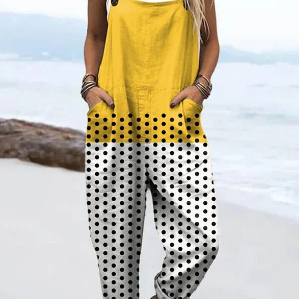Nigella — Yellow and Polka Dot Colour-Block Overalls