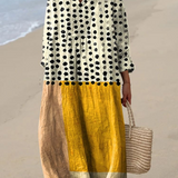 Florine — Polka-Dot Colour-Block Midi Dress