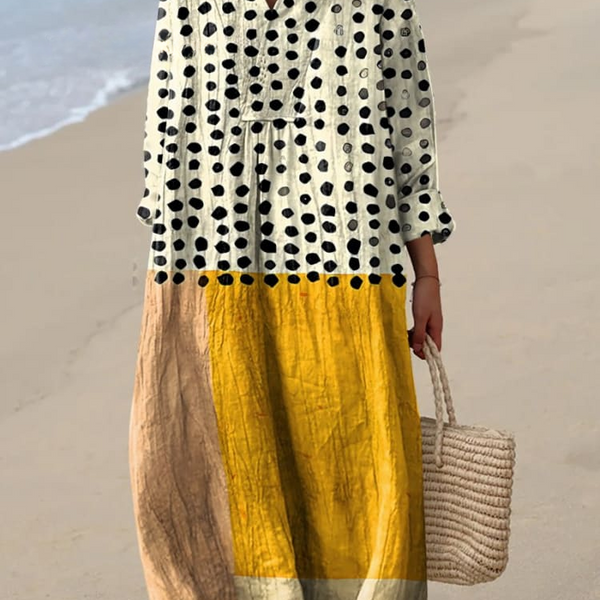 Florine — Polka-Dot Colour-Block Midi Dress